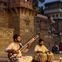 Classical musicians on a ghat